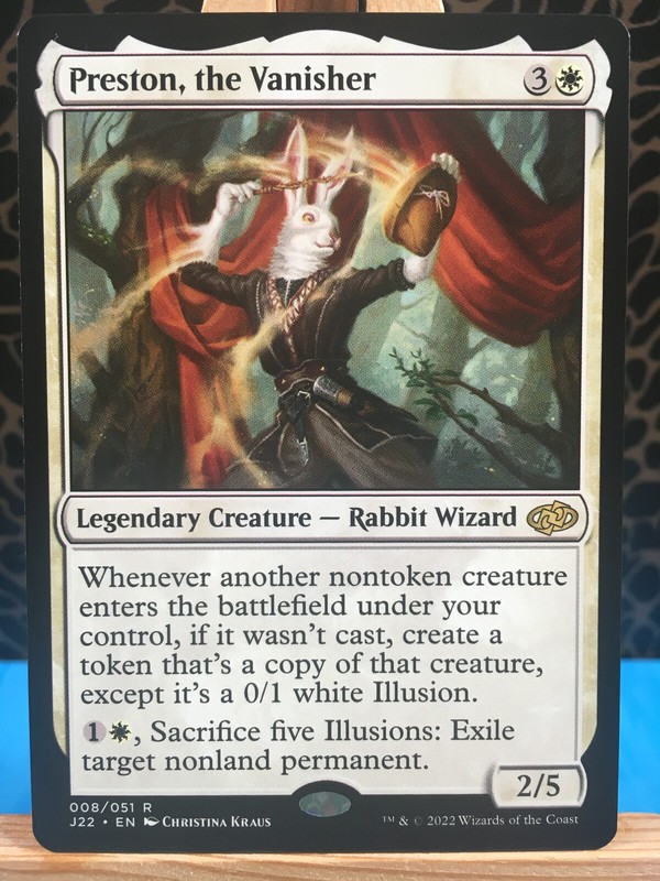 MTG - Preston, the Vanisher. Jumpstart 2022. Rare White Creature — Rabbit Wizard