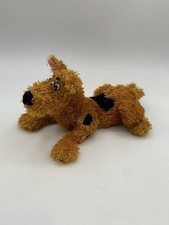 HANNA BARBERA Glitter SCOOBY DOO 9" Laying Plush Puppy Dog Brown Black Shaggy
