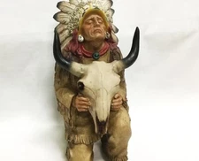 Heritage Pride Indian Figurine, Beautifully Colored Native American Statue