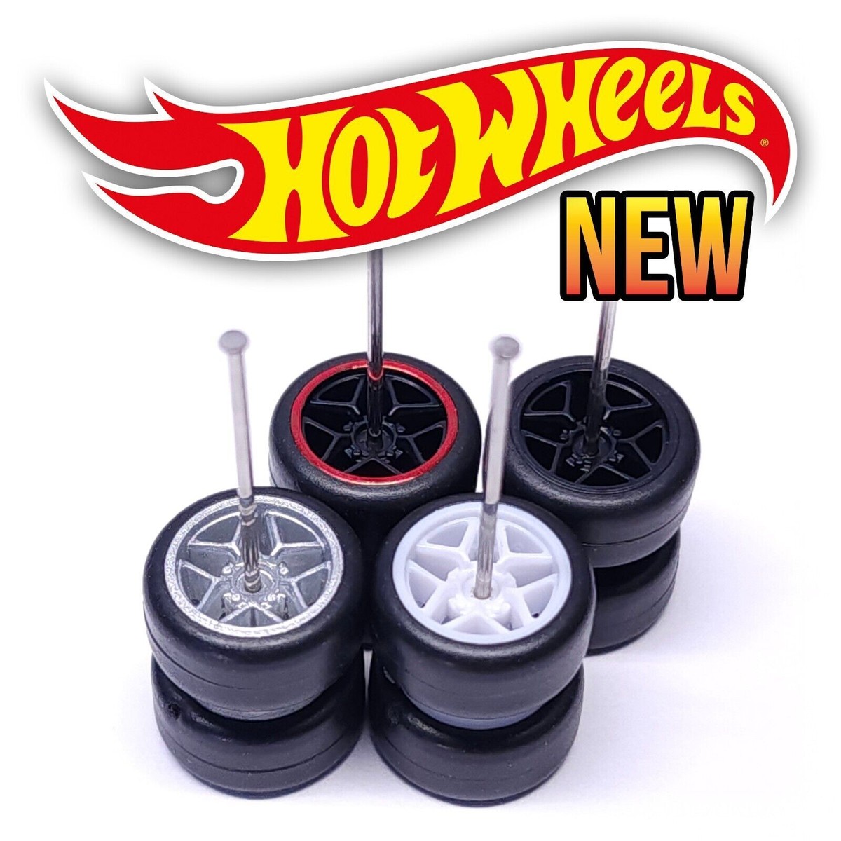 Set 6 Ruote Hot Wheels Real Riders 10mm, Mescola Morbida, Colori Mix, Assi Inclusi 1/64
