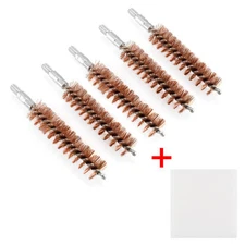 5Pieces Bronze Bristle Bore Cleaning Brush .45 Cal 8x32 Thread with 50 Patches