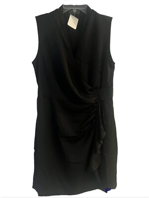 all dressed up in a pretty black label G by Giuliana Wrap Dress Large Color:Navy Stripe