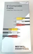 BEST BUY ESSENTIALS  6' COMPOSITE A/V CABLE BLACK NEW  FREE-SHIPPING