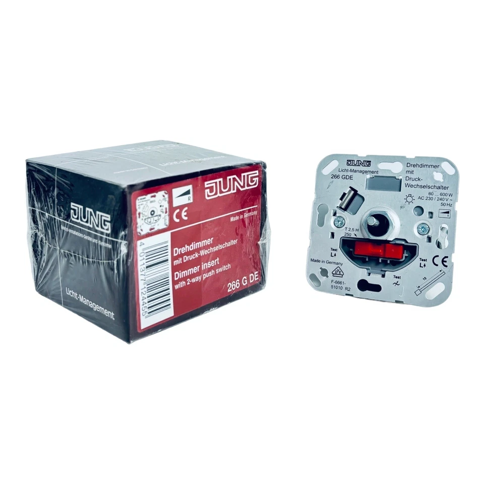 Jung 266 GDE Drehdimmer 60-600W mit Druck-Wechselschalter / 266 G DE / 266GDE - Bild 2 von 3