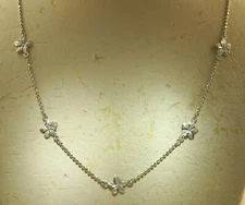 9MM SOLID 14K WHITE GOLD DC REVERSIBLE HAWAIIAN PLUMERIA BEAD NECKLACE 17" #M