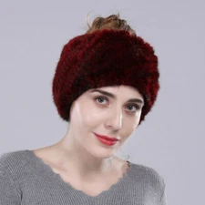 Women Real Mink Fur Headband Snood Ring Scarf Winter Neckerchief High Elastic