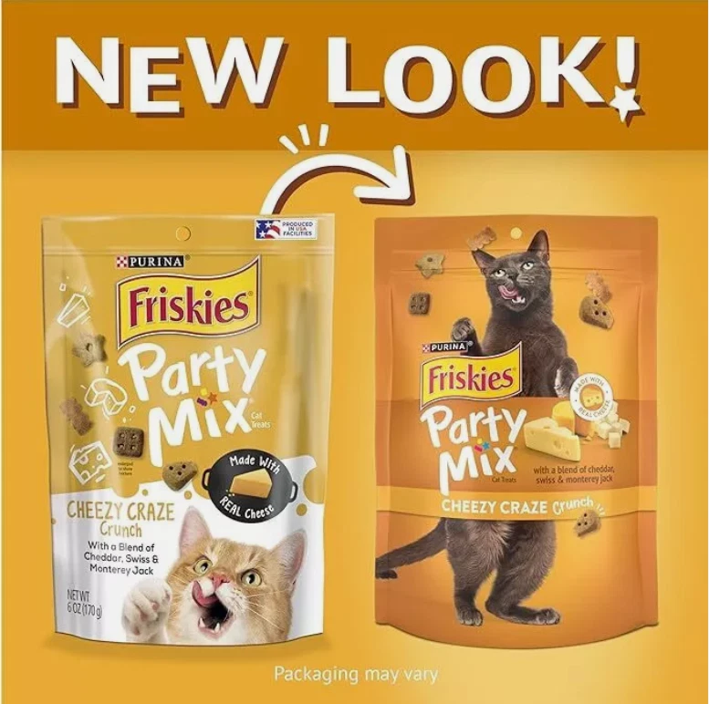 Purina Friskies golosinas para gatos, mezcla de fiesta Cheezy Craze Crunch - 20 oz. Bolsa Foto 2 de 4