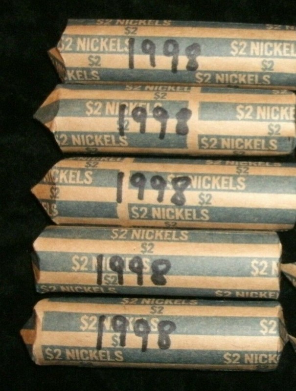 1998 P Nickel Rolls--Uncirculated--5 ROLLS--FREE SHIPPING