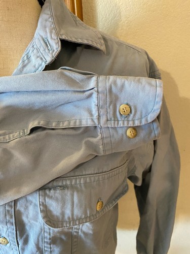 Gap Men S Blue Long Sleeve Heavy Cotton Button Casual Shirt Breast Pockets - Picture 3 of 7