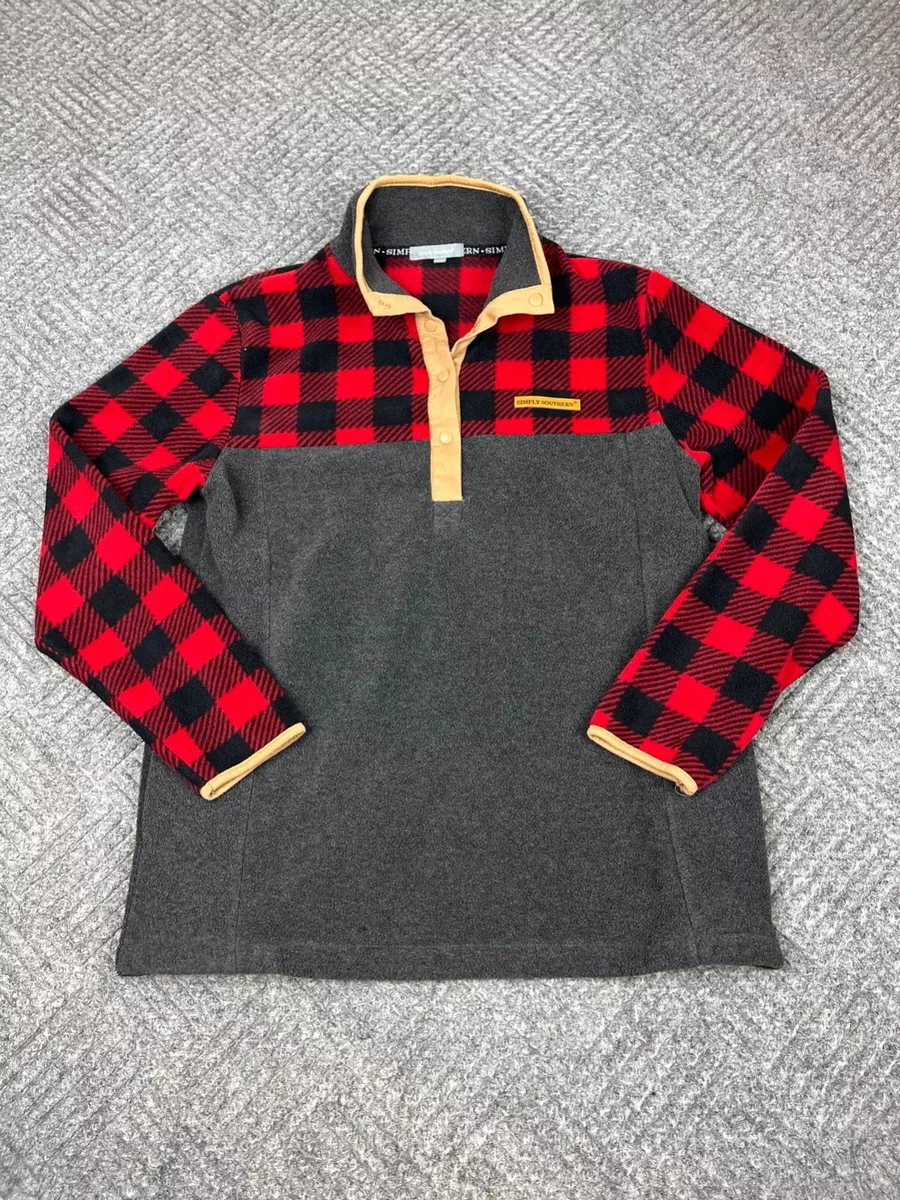 Simply southern fleece pullover plaid sale
