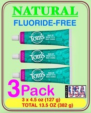 3 Pack, Tom'S of Maine Fluoride Free Antiplaque Whitening Natural Toothpaste