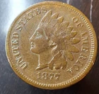 1877 Indian Head Cent  VF Details Key Date Cleaned