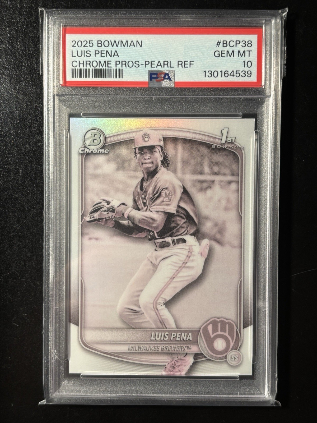 2025 Bowman Pearl Refractor Luis Pena PSA 10 Chrome #BCP38. Pop Only 6