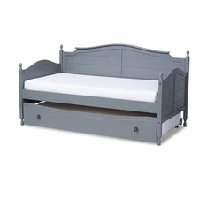 Baxton Studio Twin Size Mara Grey Wood Daybed with Trundle