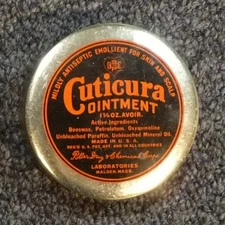 Cuticura Antiseptic Ointment Tin With Full Unused Contents c1940's Potter Drugs
