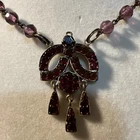 Antique Victorian Bohemian Czech Garnet Amethyst Necklace Signed *AS IS see pics