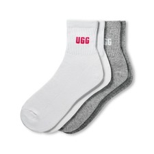 UGG Australia Women's Quinlin Logo Quarter Socks 2 Pairs Chroma Pink/Grey 