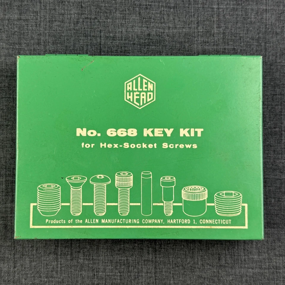 Juego de llaves hexagonales Allen Head Nº 668 vintage con estuche metálico completo + extras 27 piezas Foto 2 de 4