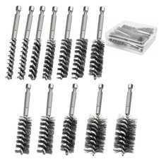 12 Pcs Stainless Steel Wire Bore Brush for 5/16"-1-3/16", Silver