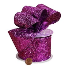 2.5" Wide Purple Glitter Wired Ribbon - 10 Yards 57787180 