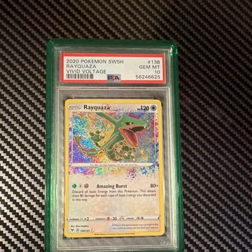 New ListingPokémon TCG Rayquaza 138/185 Vivid Voltage Amazing Rare Holo PSA 10 With Guard