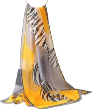 100% Silk Scarf Women neckerchief Shawl Wrap black gray yellow thin MY188-47