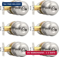 Probrico Privacy Interior Door Knobs Bed and Bath Handles Keyless Sain Nickel Lo