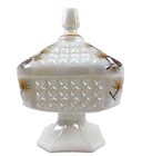 Wedding Box Westmoreland Milk Glass Pine Cone English Hobnail Candy Dish Vintage