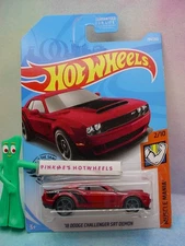 2019 Hot Wheels '18 DODGE CHALLENGER SRT DEMON #194✰red Hellcat✰MUSCLE MANIA✰z5