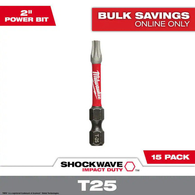 SHOCKWAVE Impact Duty 2 In. T25 Torx Alloy Steel Screw Driver Bit (15-Pack)
