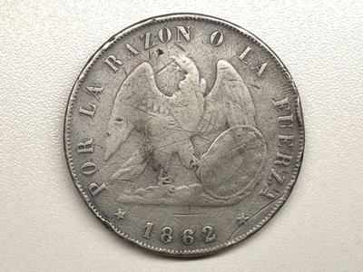 1862 So Chile Peso *Key Date* Silver Coin