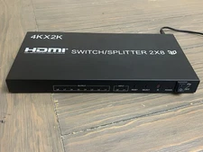 4K 60Hz HDMI Switch Splitter 2x8 U3D 8-port Display Extender Hub No Cord Remote