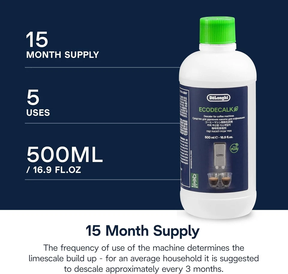 NOVO Descalcificador Natural DeLonghi EcoDeCalk para Máquinas de Café 16,90 oz ENVIO GRÁTIS - Imagem 3 de 4
