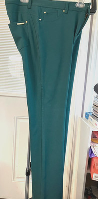 NWOT IMAN SZ 12 AVERAGE  TEAL ZIP 3 POCKETS PANTS RAYON NYLON SPANDEX #MY03
