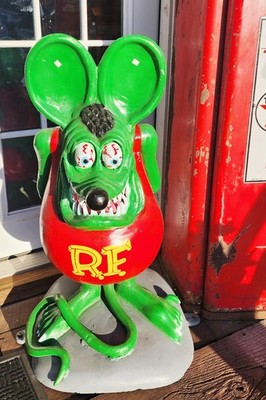 New 37'' Tall Cast Aluminum Rat Fink Statue Display 