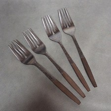 Interpur INR2 Salad Forks 4 Stainless Steel Brown Synthetic Handle 7 1/4"