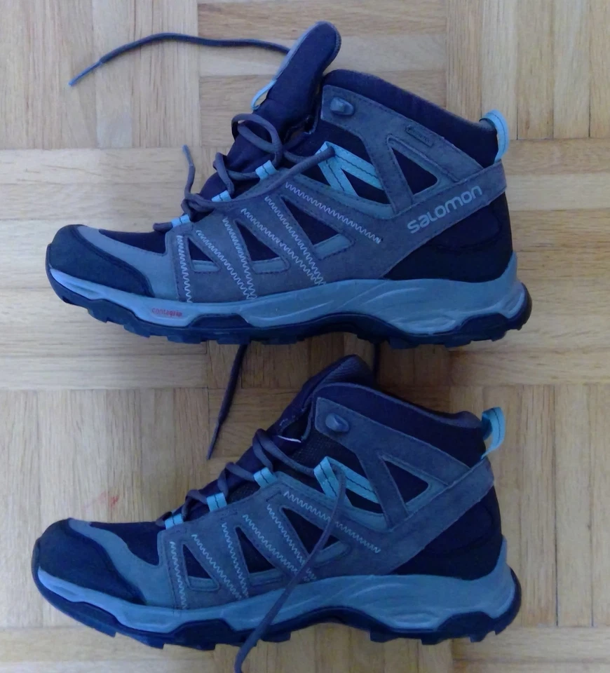 Damen Salomon Wanderschuhe Gr 42, grau türkis, absolut neuwertig 1x getragen 