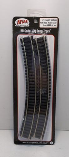 Atlas 0833 HO Scale Code 100 Neusilber 18" Radius gebogenes Gleis (6er Pack) | Zustand: New