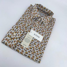 Eton Dress Shirt Mens M 15 3/4 - 40 Taco Burrito Print Poplin Contemporary Fit