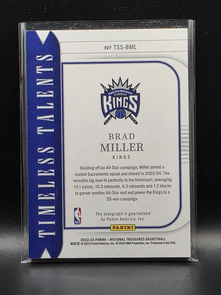 2022-23 Panini National Treasures Brad Miller Timeless Talents automático/49 Foto 2 de 2
