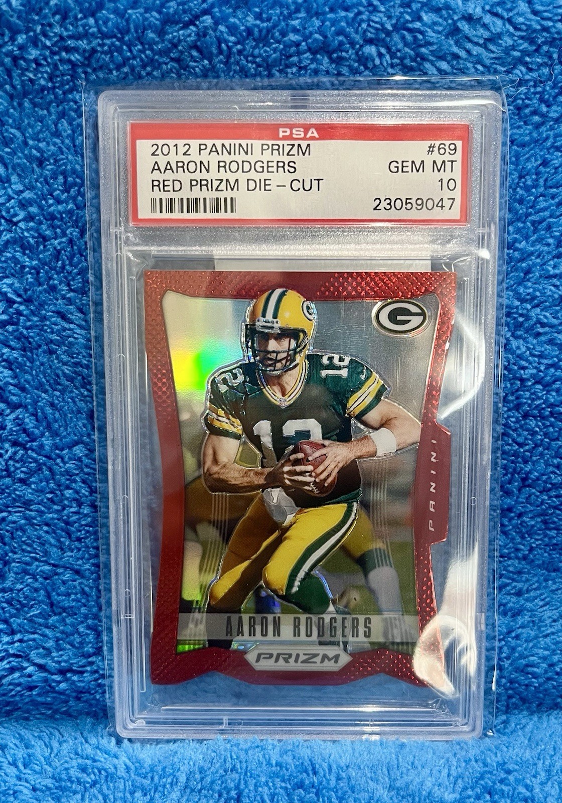 2012 Panini Prizm Aaron Rodgers #69 Red Die-Cut PSA 10