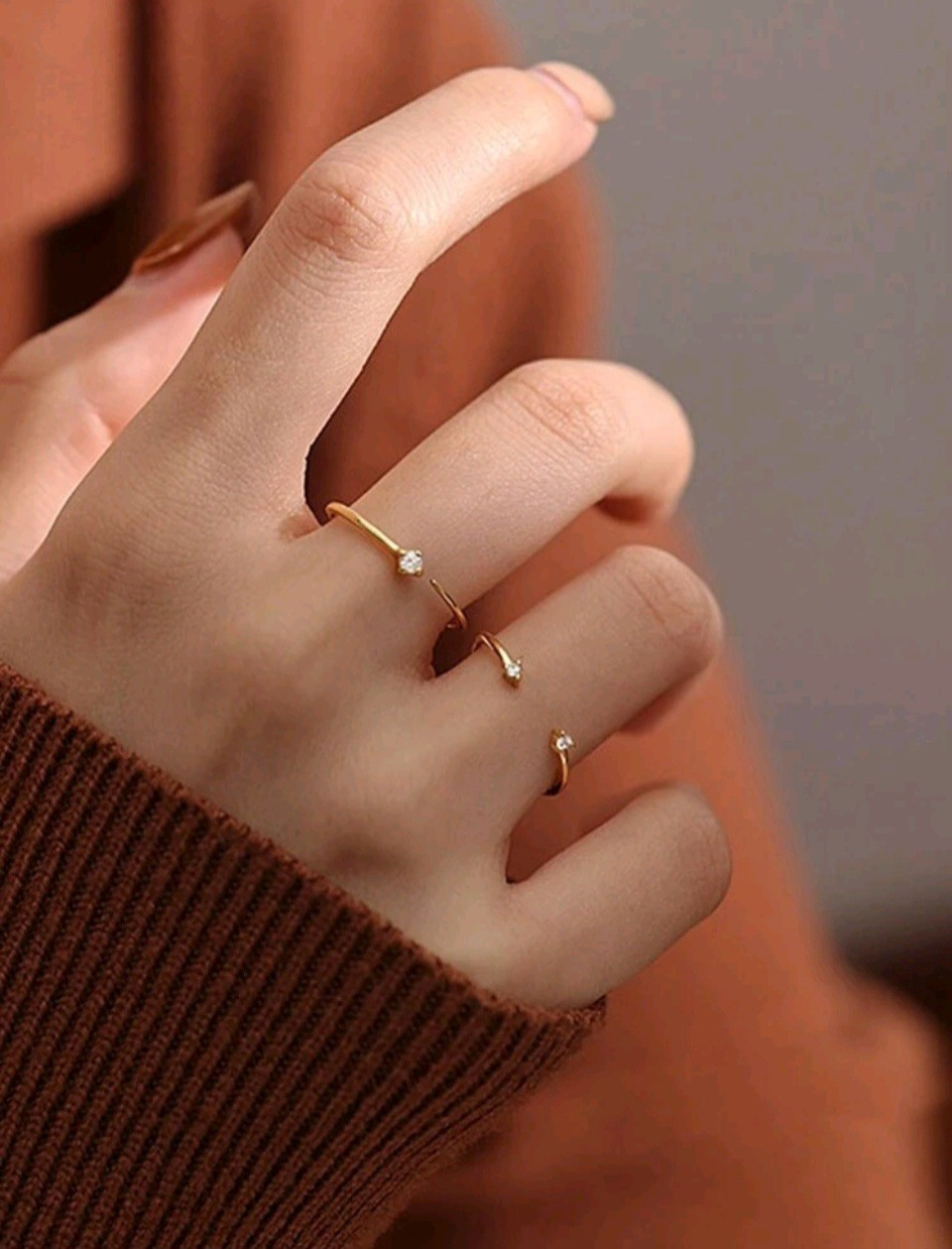 Open Cuff Rings Gold Metal