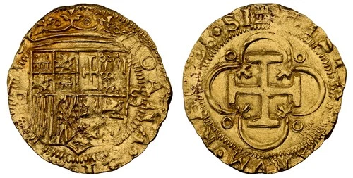 SPAIN. Charles & Johanna. (1516-56) ND-S D AV Escudo. NGC MS63. Cayon 3149