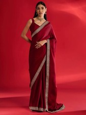 Women's Satin Solid Saree With Unstitched Blouse
