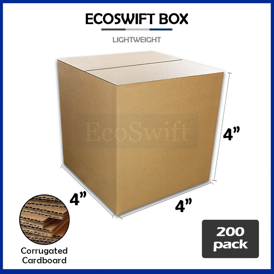 200 4x4x4 EcoSwift Cardboard Packing Moving Shipping Boxes Corrugated Box Carton