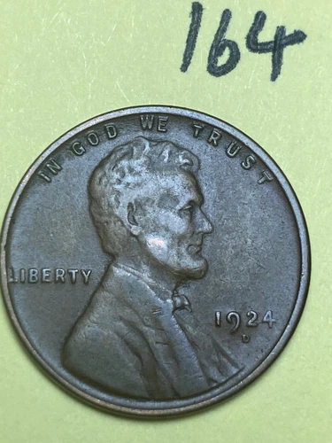 1924-D LINCOLN WHEAT CENT, "VERY FINE" CONDITION, Low Mintage Date, #164