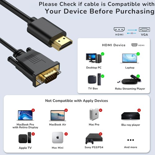 HDMI-zu-VGA-Kabel, Monitorkabel, PC, XBOX, Laptop, Konverteradapter - Bild 6 von 6