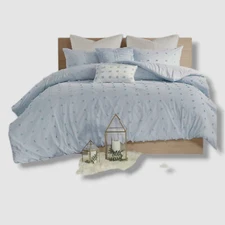 Urban Habitat Blue Brooklyn Jacquard Cotton 5-Pc. Duvet Cover Set, Twin/Twin XL