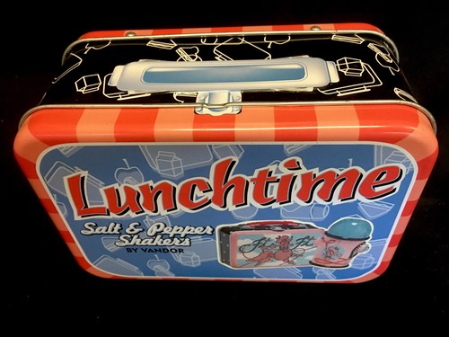 Adorable Fi Fi Poodle Lunchbox & Fire Hydrant Ceramic Salt & Pepper In Tin NEW - Picture 9 of 10