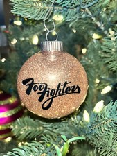 Handmade Foo Fighters Gold Christmas Ornament Shatterproof Disc NEW